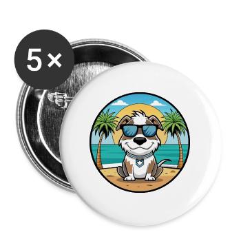 Argentino Chien Race Dessin Animé Lunettes De Soleil Plage - Lot de 5 grands badges (56 mm) - blanc - Devant