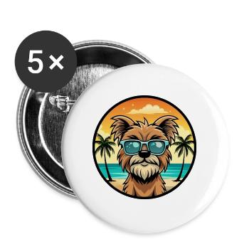 Affenpinscher Dog Breed Cartoon Sunglasses Beach - Buttons large 2.2''/56 mm (5-pack) - white - Front