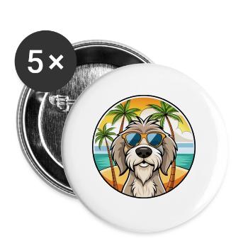 Spinone Italiano Hunderasse Cartoon Sonnenbrille Strand - Buttons groß 56 mm (5er Pack) - Weiß - Vorne