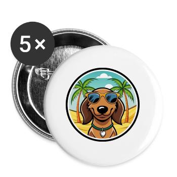 Teckel de Westphalie Race De Chien Dessin Animé Plage - Lot de 5 grands badges (56 mm) - blanc - Devant