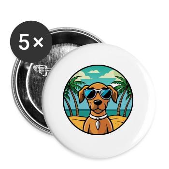 Vizsla Dog Breed Cartoon Sunglasses Beach - Buttons large 2.2''/56 mm (5-pack) - white - Front