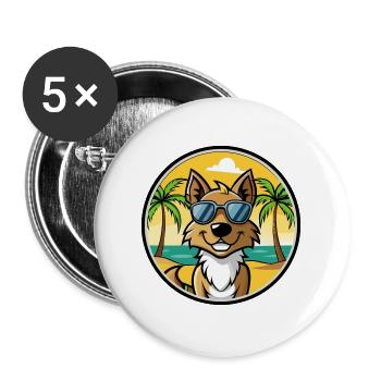 Tiroler Bracke Hunderasse Cartoon Sonnenbrille Strand - Buttons groß 56 mm (5er Pack) - Weiß - Vorne