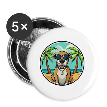 Spanische Dogge Hund Rasse Cartoon Sonnenbrille Strand - Buttons groß 56 mm (5er Pack) - Weiß - Vorne