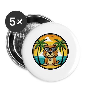 Smaland Hound Chien Race Dessin Animé Lunettes De Soleil Plage - Lot de 5 grands badges (56 mm) - blanc - Devant