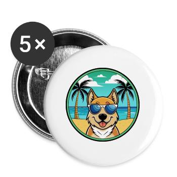 Slovensky Kopov Hunderasse Cartoon Sonnenbrille Strand - Buttons groß 56 mm (5er Pack) - Weiß - Vorne