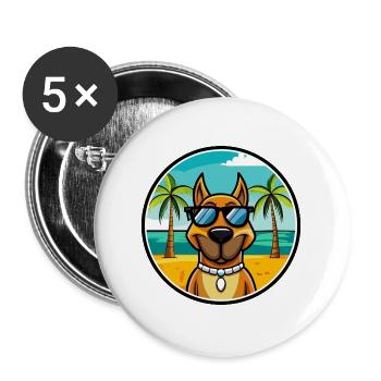 Serbischer Windhund Rasse Cartoon Sonnenbrille Strand - Buttons groß 56 mm (5er Pack) - Weiß - Vorne