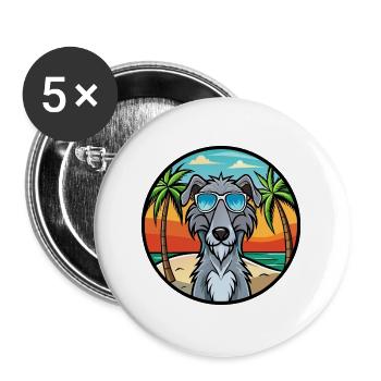 Scottish Deerhound Dog Breed Cartoon Sunglasses - Buttons large 2.2''/56 mm (5-pack) - white - Front