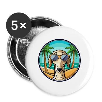 Saluki Dog Breed Cartoon Sunglasses Beach - Buttons large 2.2''/56 mm (5-pack) - white - Front
