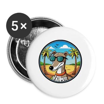 Rampur Greyhound Chien Race Dessin Animé Lunettes De Soleil Plage - Lot de 5 grands badges (56 mm) - blanc - Devant
