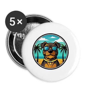 Rottweiler Chien Race Dessin Animé Lunettes De Soleil Plage - Lot de 5 grands badges (56 mm) - blanc - Devant
