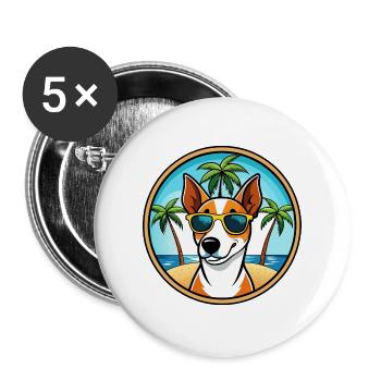 Glatte Foxterrier Hunderasse Cartoon Sonnenbrille - Buttons groß 56 mm (5er Pack) - Weiß - Vorne