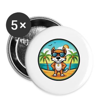 Pointer Dog Breed Cartoon Sunglasses Beach - Buttons large 2.2''/56 mm (5-pack) - white - Front