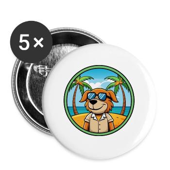 Poitevin Hound Hund Rasse Cartoon Sonnenbrille Strand - Buttons groß 56 mm (5er Pack) - Weiß - Vorne