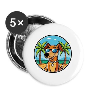 Polnische Jagdhunderasse Cartoon Sonnenbrille Strand - Buttons groß 56 mm (5er Pack) - Weiß - Vorne