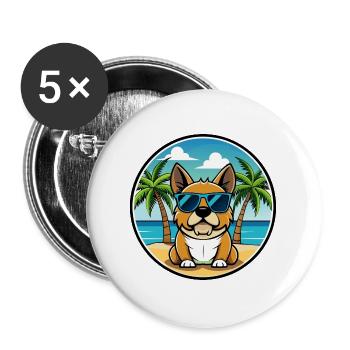 Perro De Presa Mallorquinische Hunderasse Cartoon Beach - Buttons groß 56 mm (5er Pack) - Weiß - Vorne