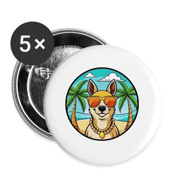 Peruanische Inka-Orchideen-Hunderasse Cartoon-Sonnenbrille - Buttons groß 56 mm (5er Pack) - Weiß - Vorne