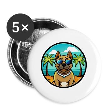 Perro De Presa Canario Hunderasse Cartoon Strand - Buttons groß 56 mm (5er Pack) - Weiß - Vorne