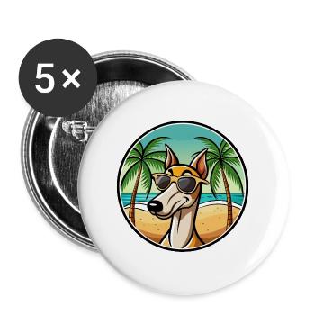 Old Croatian Sighthound Dog Breed Cartoon Beach - Buttons large 2.2''/56 mm (5-pack) - white - Front