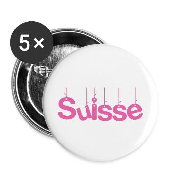 SUISSE. PAYS. GENEVE. SUISSE. HUMOUR - Lot de 5 grands badges (56 mm) - blanc - Devant