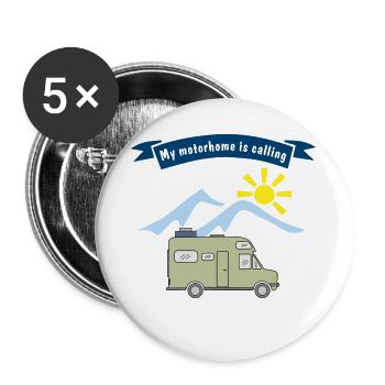 my motorhome is calling - Buttons groß 56 mm (5er Pack) - Weiß - Vorne