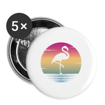 Flamingo - Buttons groß 56 mm (5er Pack) - Weiß - Vorne