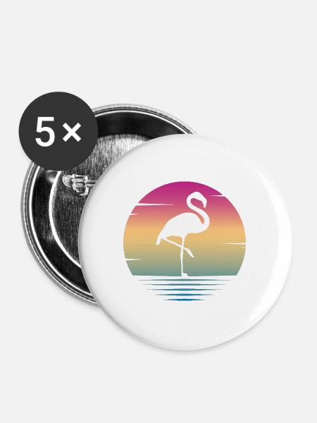 Flamingo - Buttons groß 56 mm (5er Pack) - Weiß