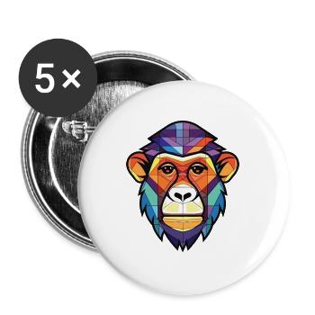 Affe Buntes Aquarell Tier Haustier Illustration - Buttons groß 56 mm (5er Pack) - Weiß - Vorne