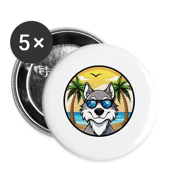 Nördliche Inuit Hunderasse Cartoon Sonnenbrille Strand - Buttons groß 56 mm (5er Pack) - Weiß - Vorne