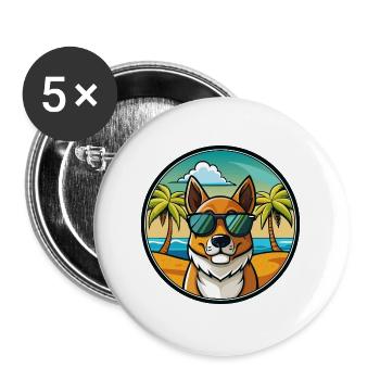 Neuseeländische Huntaway Hunderasse Cartoon Sonnenbrille - Buttons groß 56 mm (5er Pack) - Weiß - Vorne