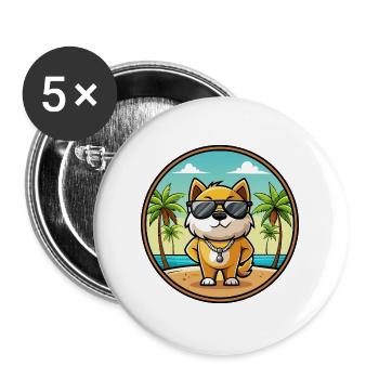 Milieu Asiatique Ovtcharka Chien Race Dessin Animé Plage - Lot de 5 grands badges (56 mm) - blanc - Devant
