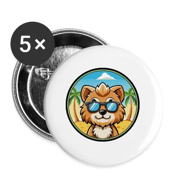 Lowchen Little Lion Dog Breed Cartoon Sunglasses - Buttons large 2.2''/56 mm (5-pack) - white - Front