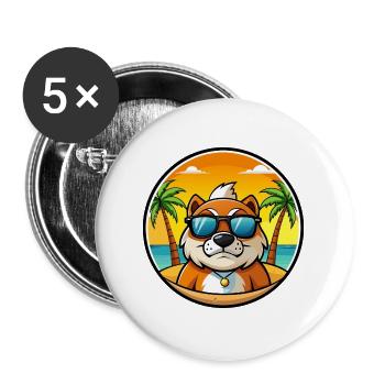 Moscow Watchdog Breed Cartoon Sunglasses Beach - Buttons large 2.2''/56 mm (5-pack) - white - Front