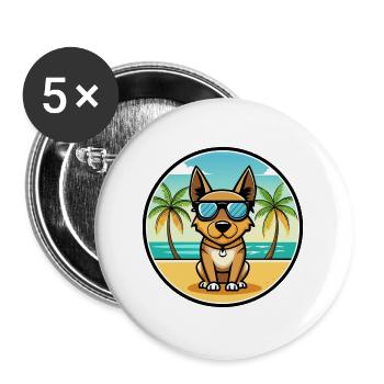 Lancashire Heeler Hunderasse Cartoon Sonnenbrille Strand - Buttons groß 56 mm (5er Pack) - Weiß - Vorne