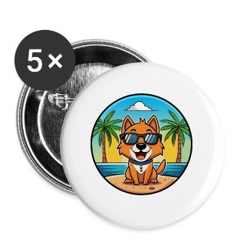 Kyi Leo Hunderasse Cartoon Sonnenbrille Strand - Buttons groß 56 mm (5er Pack) - Weiß - Vorne