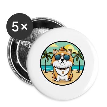 Japanese Chin Dog Breed Cartoon Sunglasses Beach - Buttons large 2.2''/56 mm (5-pack) - white - Front