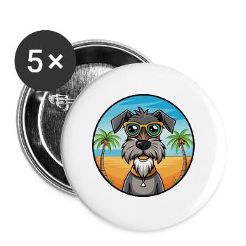 Deutscher Wachtelhund Hunderasse Cartoon Sonnenbrille - Buttons groß 56 mm (5er Pack) - Weiß - Vorne