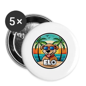 Dog Breed Cartoon Sunglasses Beach - Buttons large 2.2''/56 mm (5-pack) - white - Front