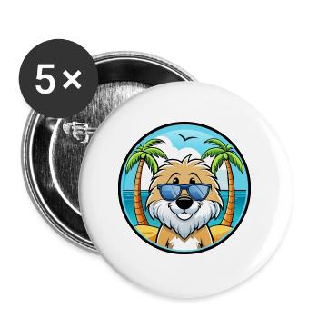 Frisian Water Dog Breed Cartoon Sunglasses Beach - Buttons large 2.2''/56 mm (5-pack) - white - Front