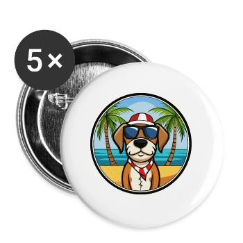 Französische Tricolor Hound Rasse Cartoon Sonnenbrille - Buttons groß 56 mm (5er Pack) - Weiß - Vorne