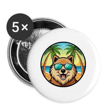 Eurasier Dog Breed Cartoon Sunglasses Beach - Buttons large 2.2''/56 mm (5-pack) - white - Front