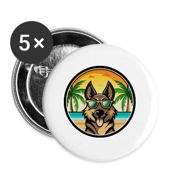 Berger d’Europe de l’Est Race Cartoon Beach - Lot de 5 grands badges (56 mm) - blanc - Devant