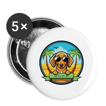 Dunker Hunderasse Cartoon Sonnenbrille Strand - Buttons groß 56 mm (5er Pack) - Weiß - Vorne