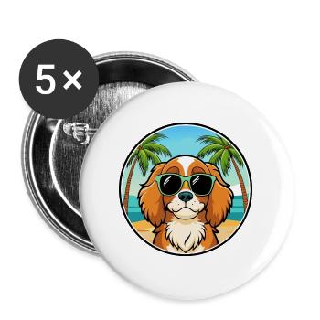 Cavalier King Charles Spaniel Race Chien Dessin animé - Lot de 5 grands badges (56 mm) - blanc - Devant