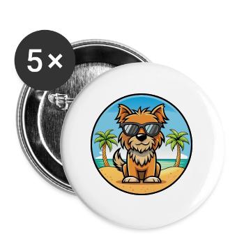 Belgische Griffon Hunderasse Cartoon Sonnenbrille Strand - Buttons groß 56 mm (5er Pack) - Weiß - Vorne