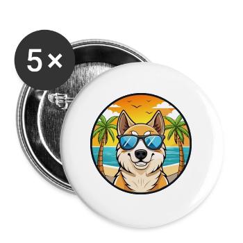 Central Asian Shepherd Dog Breed Cartoon Beach - Buttons large 2.2''/56 mm (5-pack) - white - Front