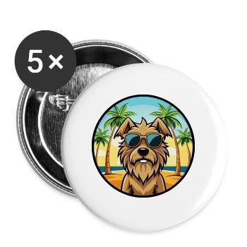 Briard Dog Breed Cartoon Sunglasses Beach - Buttons large 2.2''/56 mm (5-pack) - white - Front