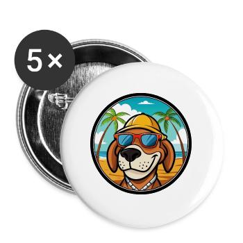 Bruno Jura Hound Dog Breed Cartoon Sunglass Beach - Buttons large 2.2''/56 mm (5-pack) - white - Front