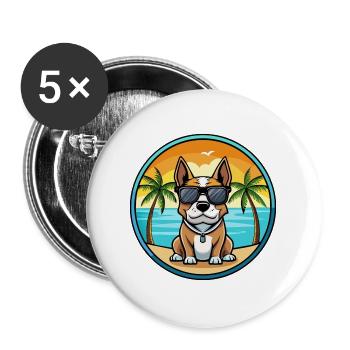 Braque Auvergne Hunderasse Cartoon Sonnenbrille Strand - Buttons groß 56 mm (5er Pack) - Weiß - Vorne