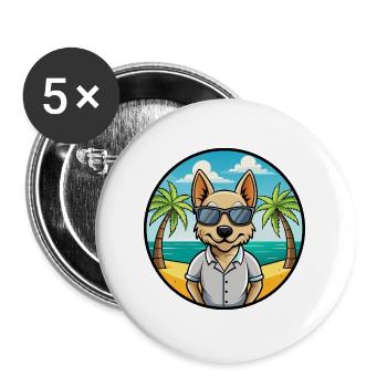 Braque Saint Germain Hunderasse Cartoon Sonnenbrille - Buttons groß 56 mm (5er Pack) - Weiß - Vorne