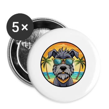 Bouvier Des Ardennes Hunderasse Cartoon Sonnenbrille - Buttons groß 56 mm (5er Pack) - Weiß - Vorne